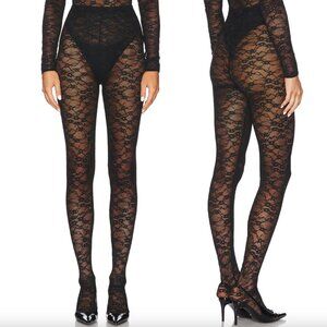 NEW CULTNAKED Lace Skin Leggings Onyx Black Footed Tights Stockings